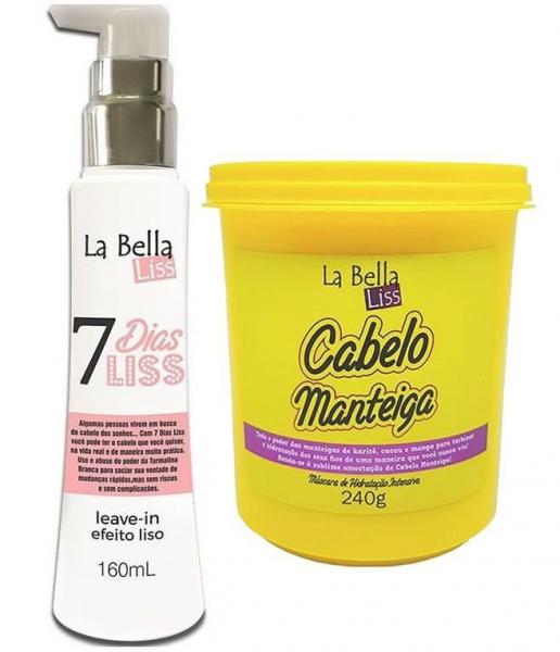 La Bella Liss Kit 7 Dias Liss Leave-in Efeito Liso + Máscara de Hidratação Cabelo Manteiga
