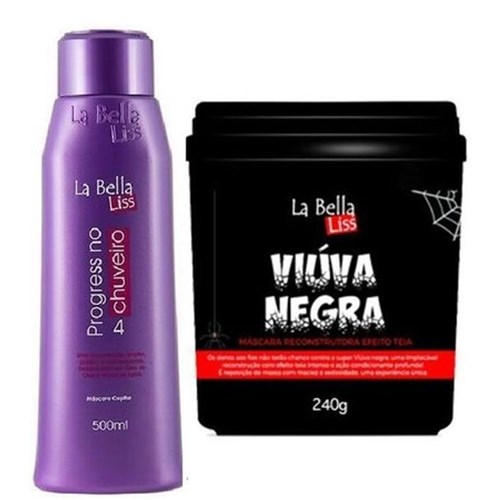 La Bella Liss Kit Progressiva No Chuveiro 500ml + Viúva Negra Máscara De Reconstrução 240g