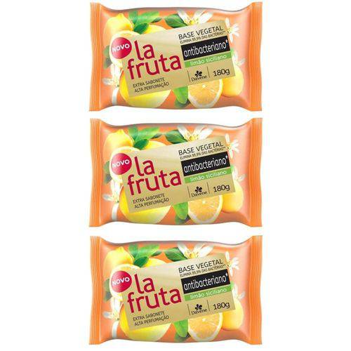 La Fruta Antibacteriano Sabonete Vegetal Limão 180g (kit C/03)