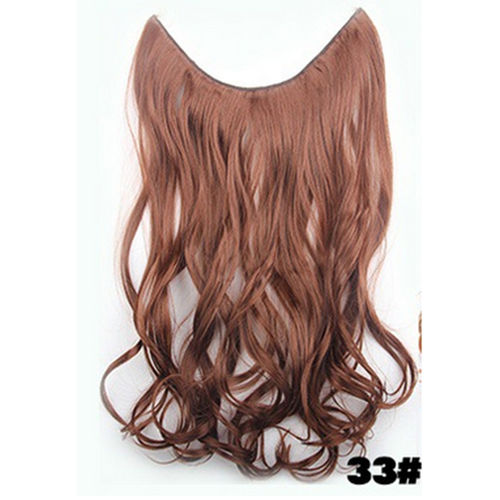Ladies Hairpieces longo encaracolado peruca de cabelo natural de onda Peixe Invisível Fita de Halo extensões do cabelo