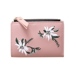 Ladies Mini Folding flor bolsa bordada Titular Carteira Zipper