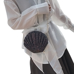 Lady Cadeia pérola em forma Sequins dupla face ombro único Cross-corpo Bag Casual