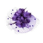Lady Flower Fascinator Hat Faixa De Cabelo Cocktail Party Headpiece Purple