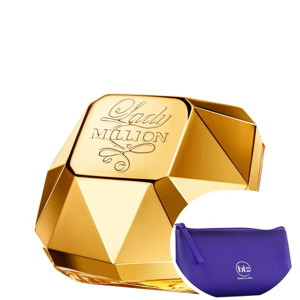 Lady Million Paco Rabanne Eau de Parfum - Perfume Feminino 30ml+Necessaire Roxo com Puxador em Fita