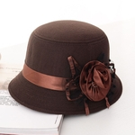Lady Mulher Outono-Inverno Cap estilo britânico de lã Hat Retro Floral chapéu de feltro