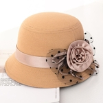 Lady Mulher Outono-inverno Cap Estilo Britânico De Lã Hat Retro Floral Chapéu De Feltro