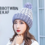 Lady Winter Fashion Knitting Beanie Thicken Plush lã Bola Quente Hat Bonnet