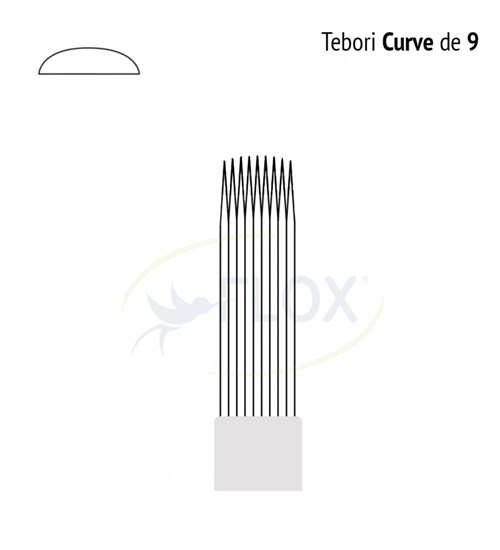 Lâmina Tebori 9 Pontas U - Curve - Flox C/Anvisa - Kit C/5