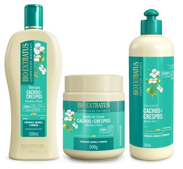 Lançamento Bio Extratus Cachos e Crespos Shampoo 500ml + Máscara 500g + Finaliz. 500ml