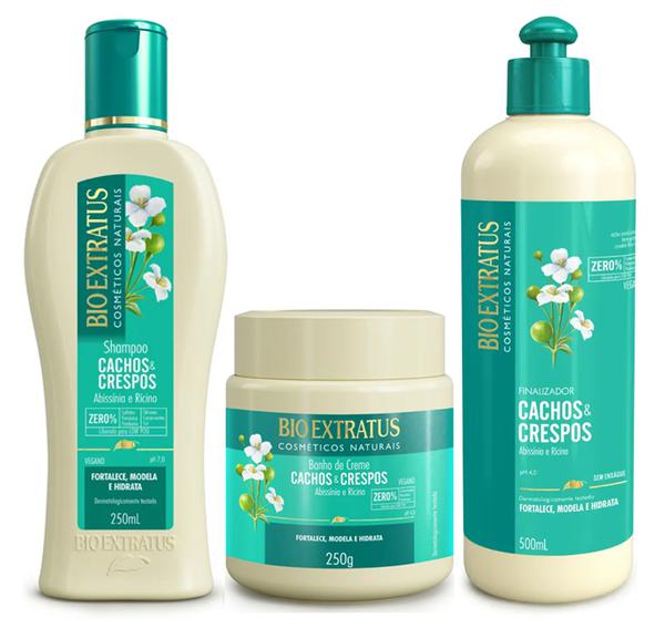 Lançamento Cachos e Crespos Shampoo 250ml + Máscara 250g + Finalizador 500ml - Bio Extratus
