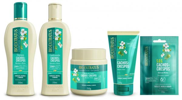 Lançamento Kit Cachos e Crespos Shampoo + Cond, 250ml + Másc. 250g + Final. 150g + Sache 30g - Bio Extratus