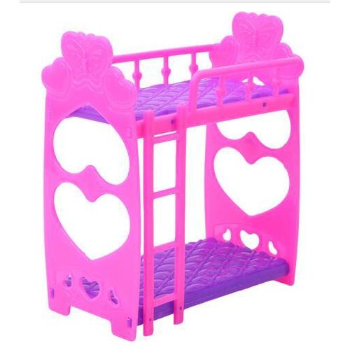 Lanlan Quadro bonito Bed 3,5 polegadas plástico Duplo Para Boneca Quarto Acessórios para Móveis Rosa Roxo rosa ou amarelo cor aleatória