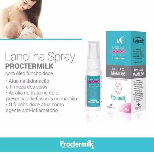 Lanolina Spay 10ml Proctermilk C/ Funcho Doce- para Rachaduras dos Seios