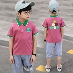 Lapela Collar Boy Verão de manga curta T-shirt Set