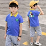 Hun Infantil Lapela Collar Boy Verão de manga curta T-shirt Set