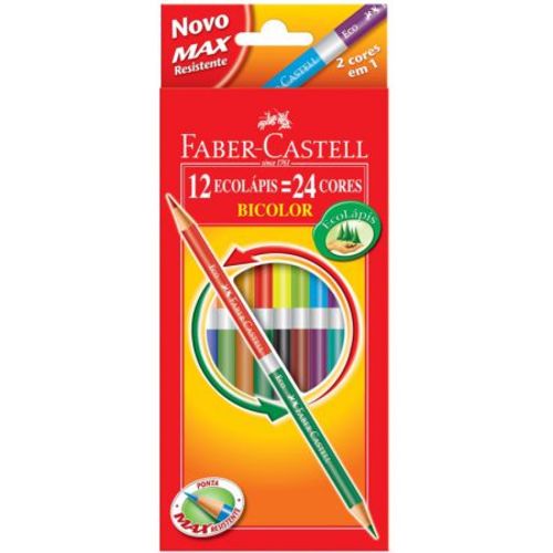 Lápis de Cor 12 Cores - Bicolor - 120612 - Faber-Castell