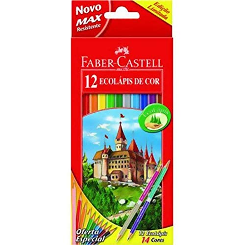 Lápis de Cor 12 Cores 2 Lápis Bicolor Faber Castell