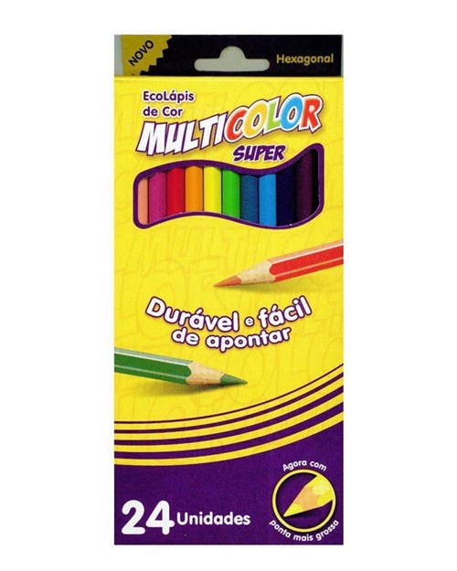Lápis de Cor 24 Cores Multicolor Super