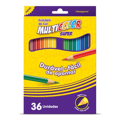 Lápis de Cor 36 Cores Multicolor Super