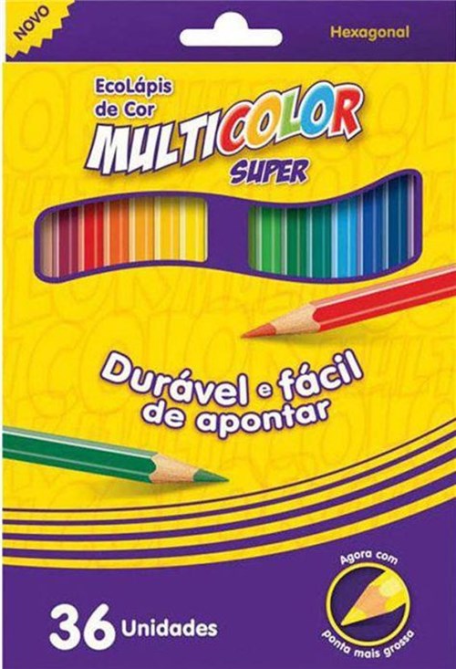 Lápis de Cor 36 Cores Multicolor Super