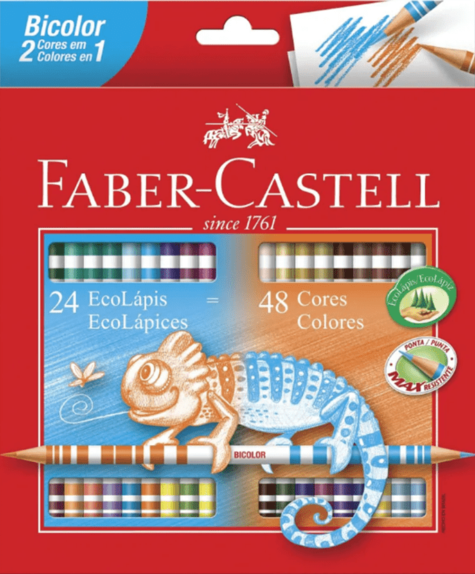 Lápis de Cor Bicolor 24 Lápis X 48 Cores Faber Castell
