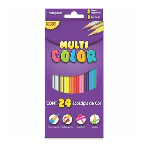 Lápis de Cor Ecolápis 24 Cores Super Multicolor - 11.2400N