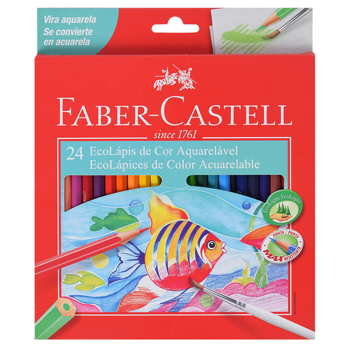 Lápis de Cor Sextavado Aquarelável Faber Castell - 24 Cores