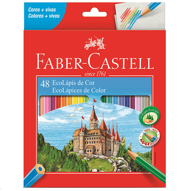 Lapis de Cor Sextavado Ecolápís 48 Cores- Faber-castell!