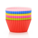 12pcs Baking Mini Muffin copos reutilizáveis ¿¿Silicone Cupcake pequenos moldes Baking Cups Truffle bolo Pan Set antiaderente em 6 cores Silicone Cupcake Liners