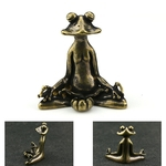 Latão Esculpido Lindo Sapo Meditar Inserir Pet Incenso Estátuas Pequenas Requintadas
