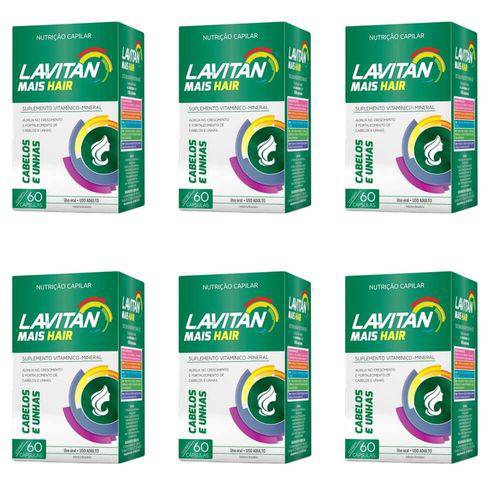 Lavitan Suplemento Vitamínico Cabelos e Unhas C/60 (kit C/06) - Cimed