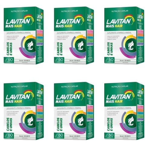 Lavitan Suplemento Vitamínico Cabelos e Unhas C/60 (kit C/06) - Cimed