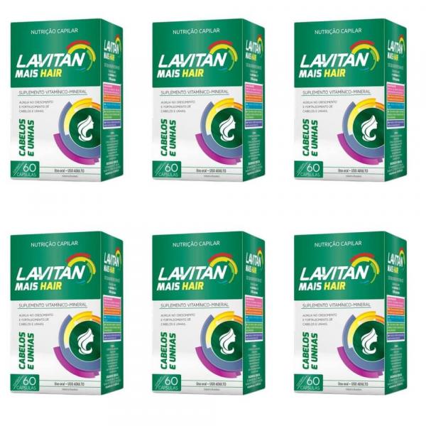 Lavitan Suplemento Vitamínico Cabelos e Unhas C/60 (Kit C/06)