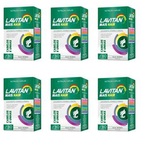 Lavitan Suplemento Vitamínico Cabelos e Unhas com 60 - Kit com 06