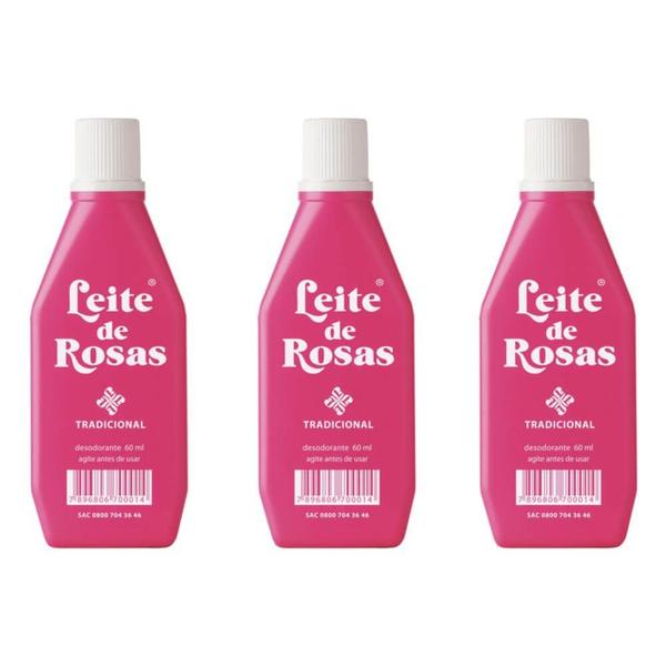 Leite de Rosas Desodorante 60ml (Kit C/03)