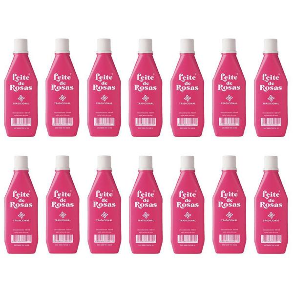 Leite de Rosas Desodorante Tradicional para Pele Ajuda a Secar Cravos e Espinhas 14x100ml