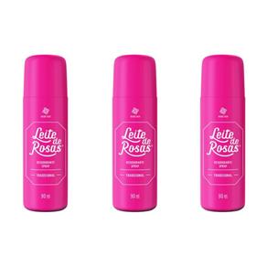 Leite de Rosas Tradicional Desodorante Spray 90ml - Kit com 03