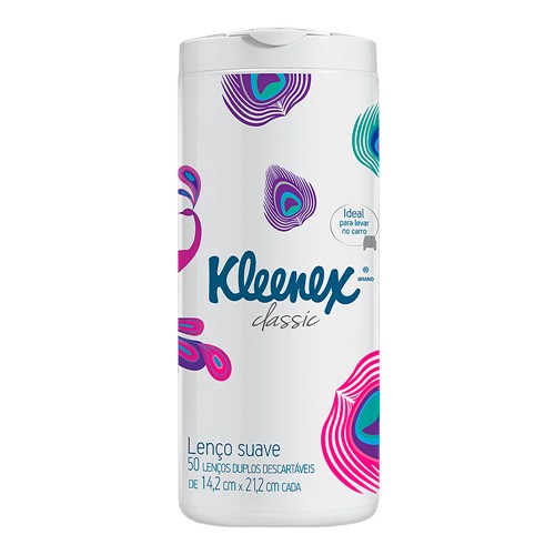 Lenço de Papel Kleenex Classic Tubo Embalagens Sortidas com 50 Unidades