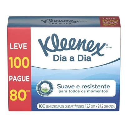 Lenço de Papel Kleenex Dia a Dia 100 Unidades Folha Dupla