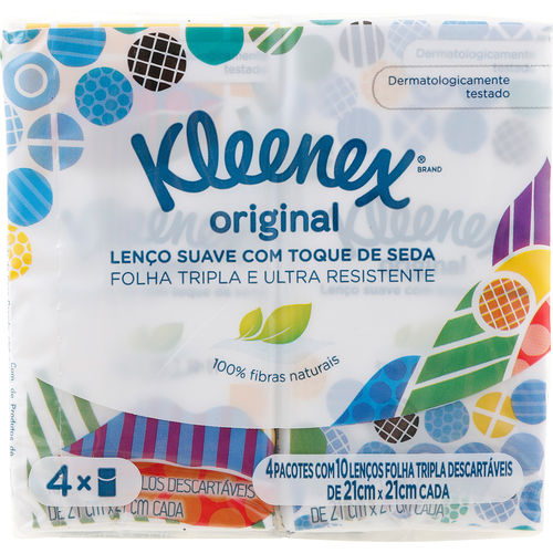 Lenço de Papel Kleenex Original - 4 Pacotes