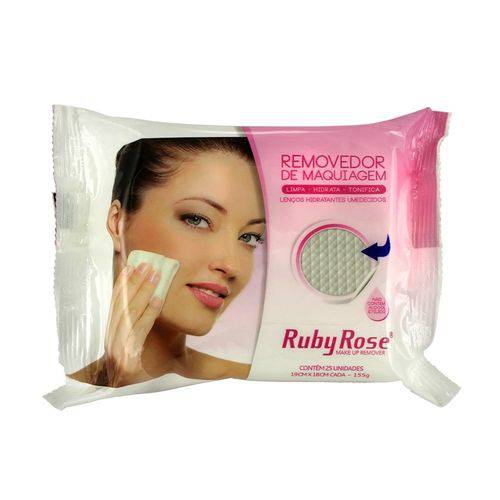Lenço Demaquilante Umedecido Removedor de Maquiagem Ruby Rose Hb-200 25 Un. - Melhores Ofertas.net