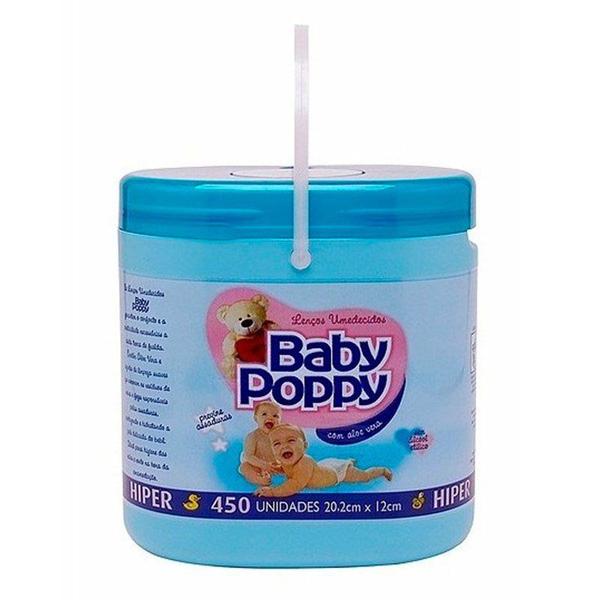 Lenço Umedecido Baby Poppy Azul com 450 Unidades