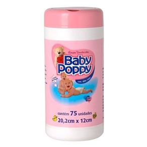 Lenço Umedecido Baby Poppy Rosa com 75 Unidades