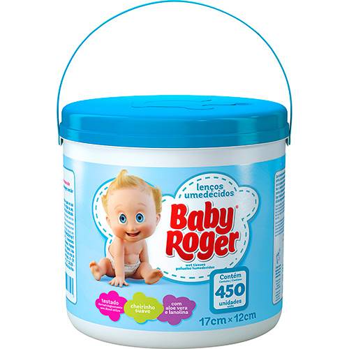 Lenço Umedecido Baby Roger Balde Azul - 450 Unidades