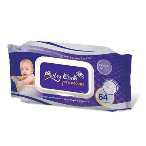 Lenços Umedecidos 64 Peças Baby Bath Premium Safety