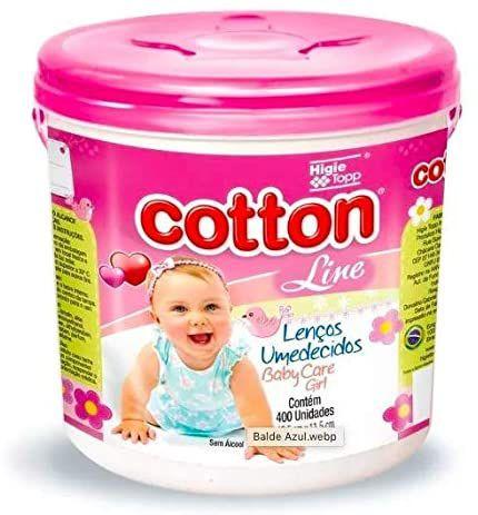 Lenços Umedecidos Baby Care Girl Balde 400un Cotton Line C/4