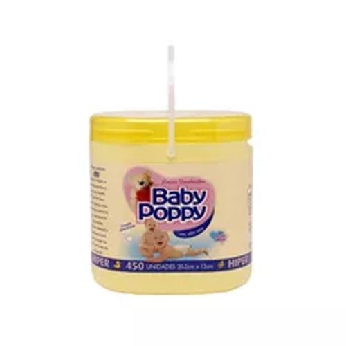 Lenços Umedecidos Baby Poppy Balde 450 Unidades Amarelo