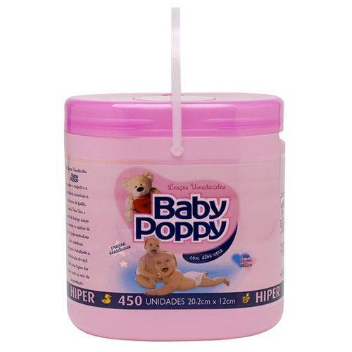 Lenços Umedecidos Baby Poppy Balde 450 Unidades Rosa