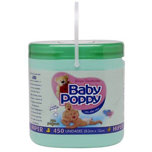 Lenços Umedecidos Baby Poppy Balde 450 Unidades Verde