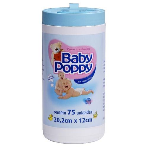 Lenços Umedecidos Baby Poppy Pote 75 Unidades Azul